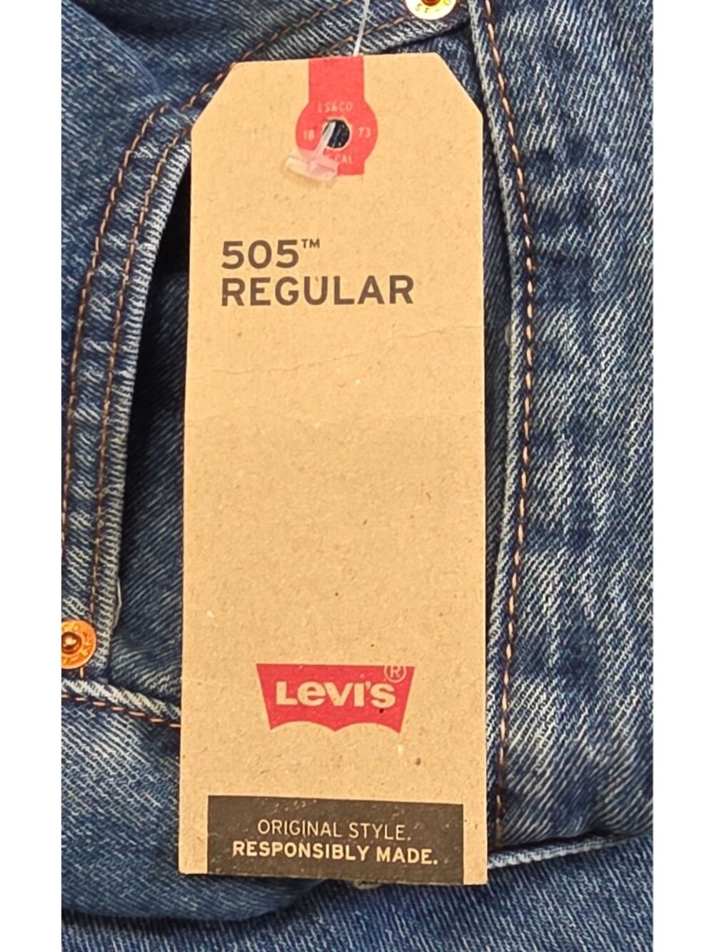 NWT - Men's Levi's 505 Regular Straight Leg Jeans, Size 38 x 30 - Picture 4 of 8